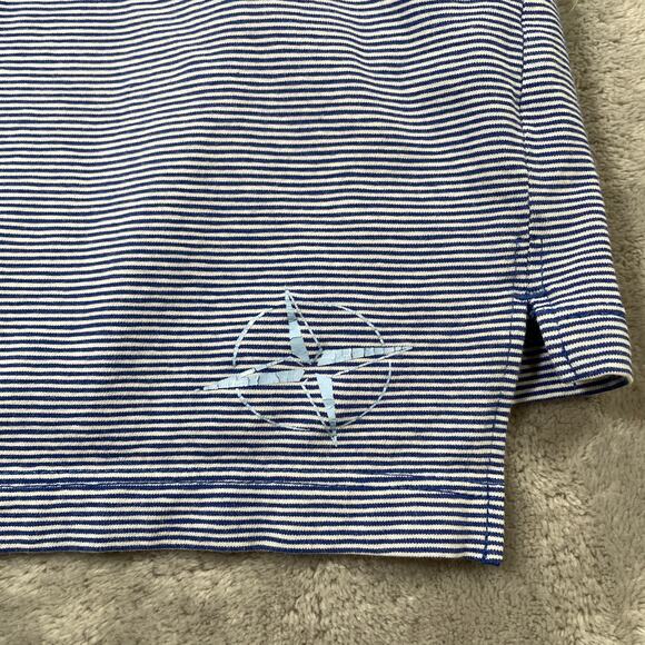 B Draddy Polo Shirt Mens Large Blue Stripe Golf Activewear Stretch Performance - Picture 6 of 10